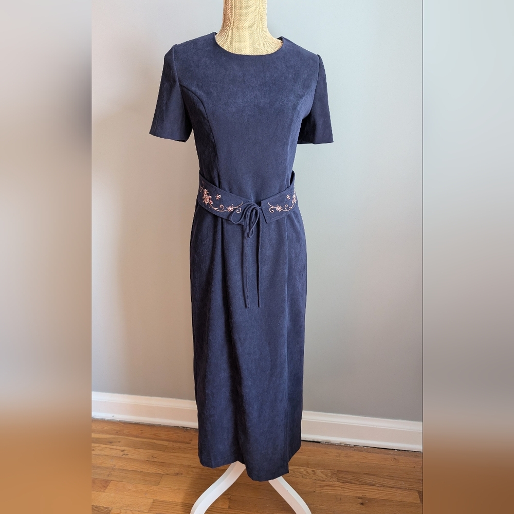 Vintage 90's suede belted maxi dress
